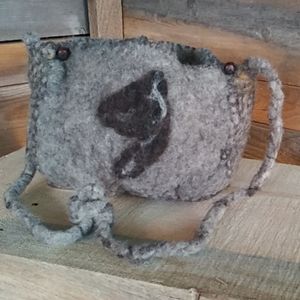 Handmade felted small bag purse